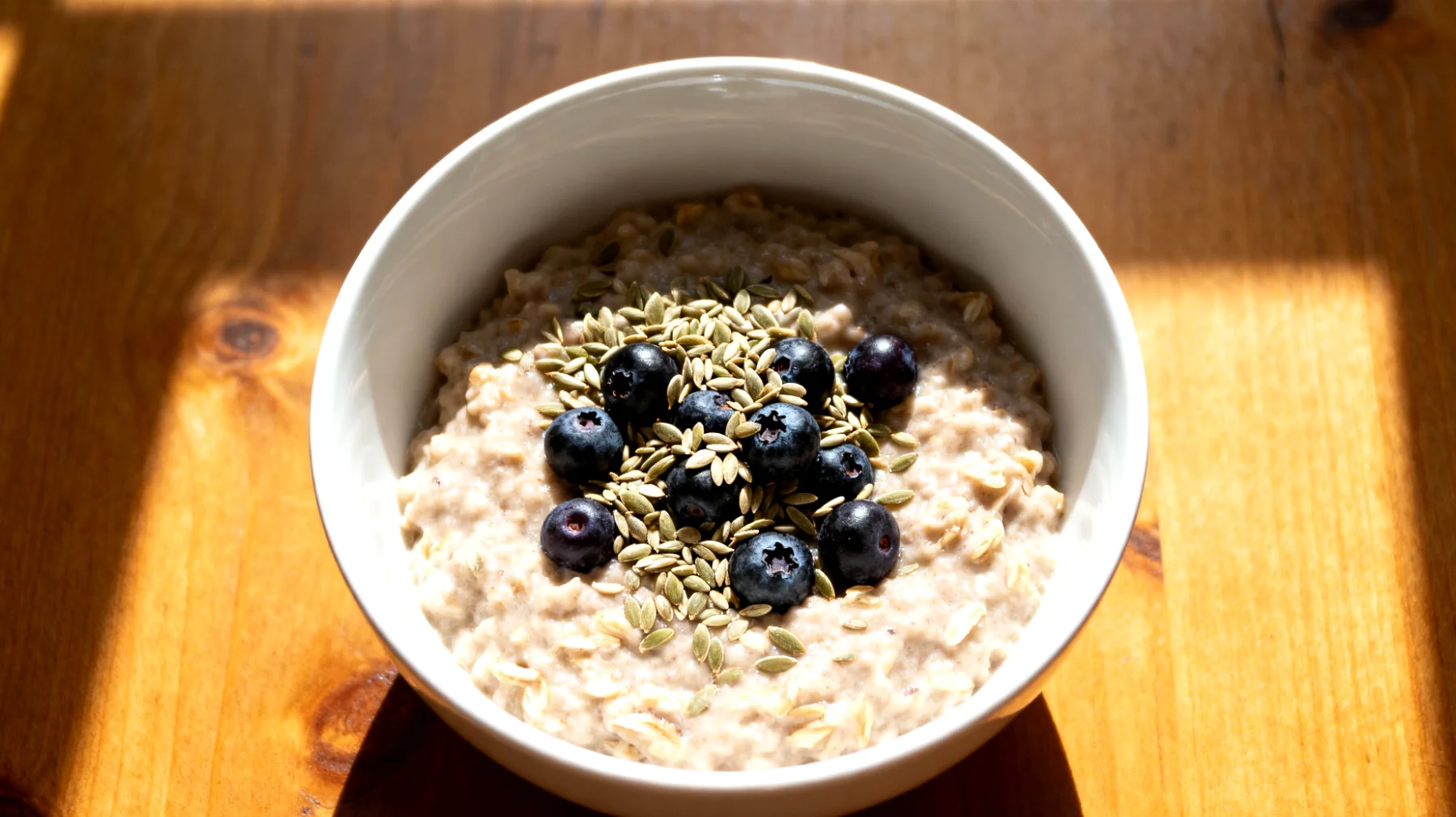 Porridge di avena con semi di canapa decorticati e bacche di aronia"