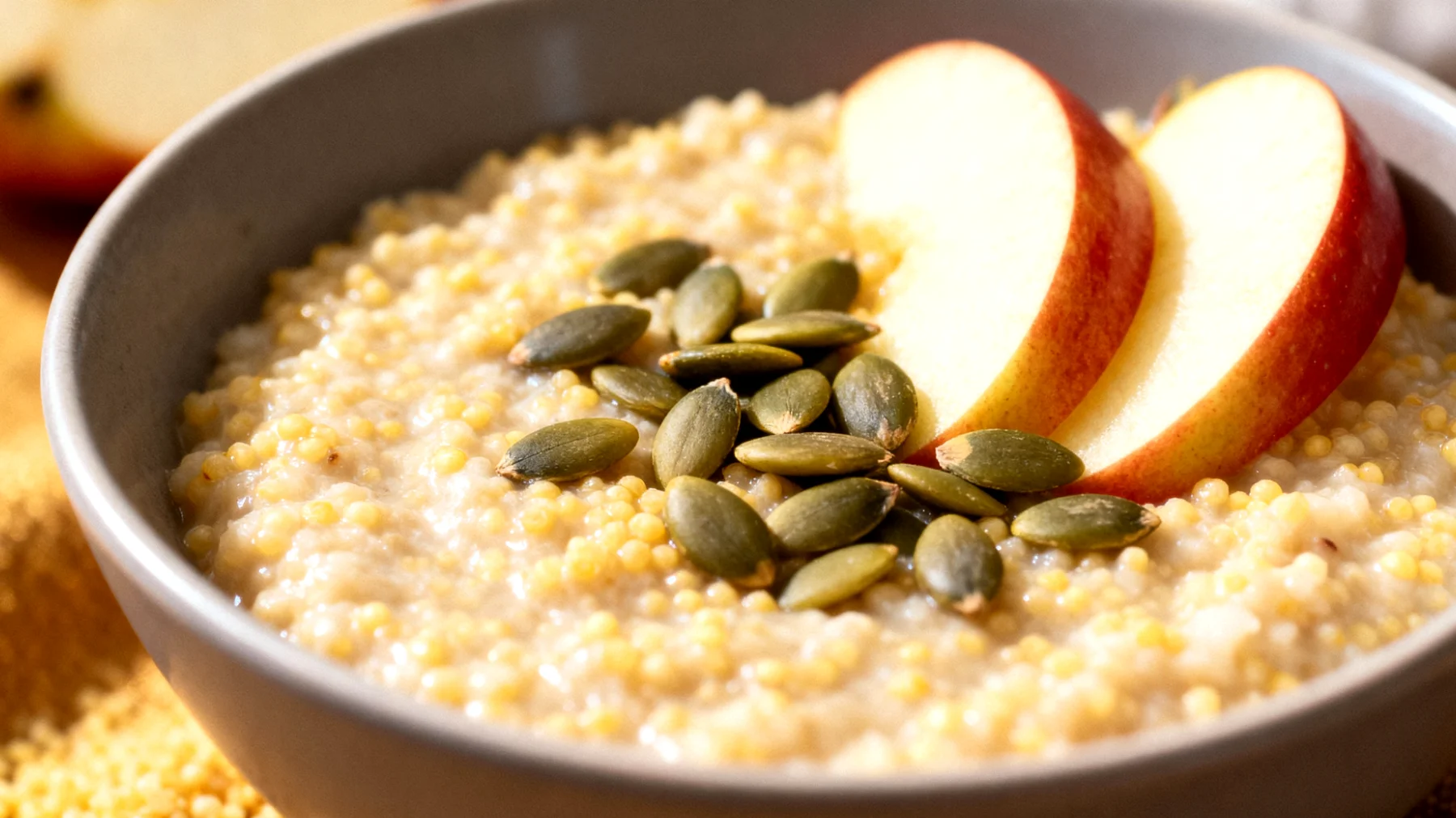 Porridge di miglio con semi di zucca e mela"