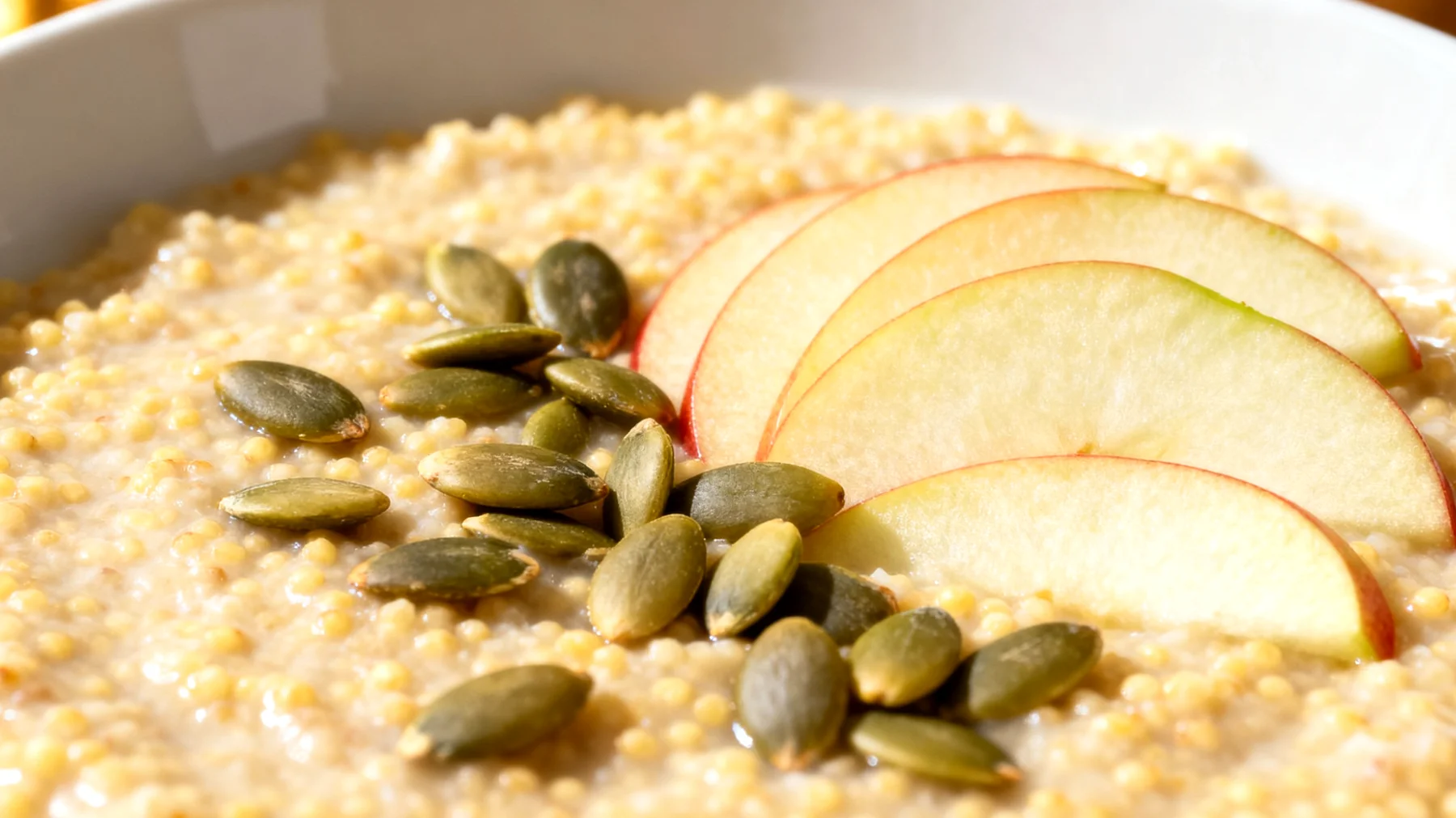 Porridge di miglio con semi di zucca e mela"