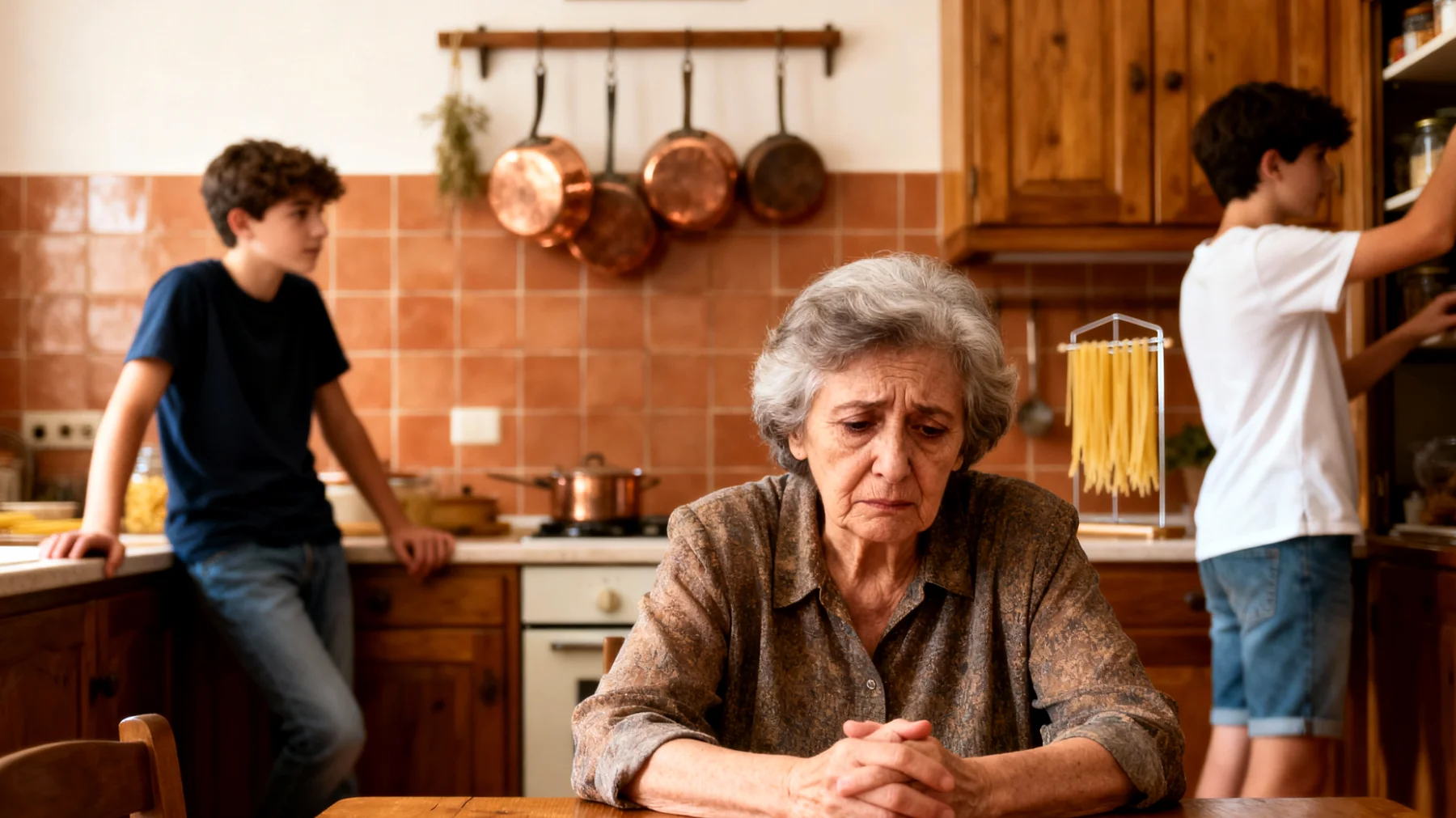 Nonna preoccupata per il futuro dei nipoti adolescenti: teme che non siano pronti ad affrontare le sfide del mondo adulto, si angoscia per le loro scelte scolastiche e professionali e fatica a contenere l'ansia senza trasmettere loro insicurezza o scoraggiamento"