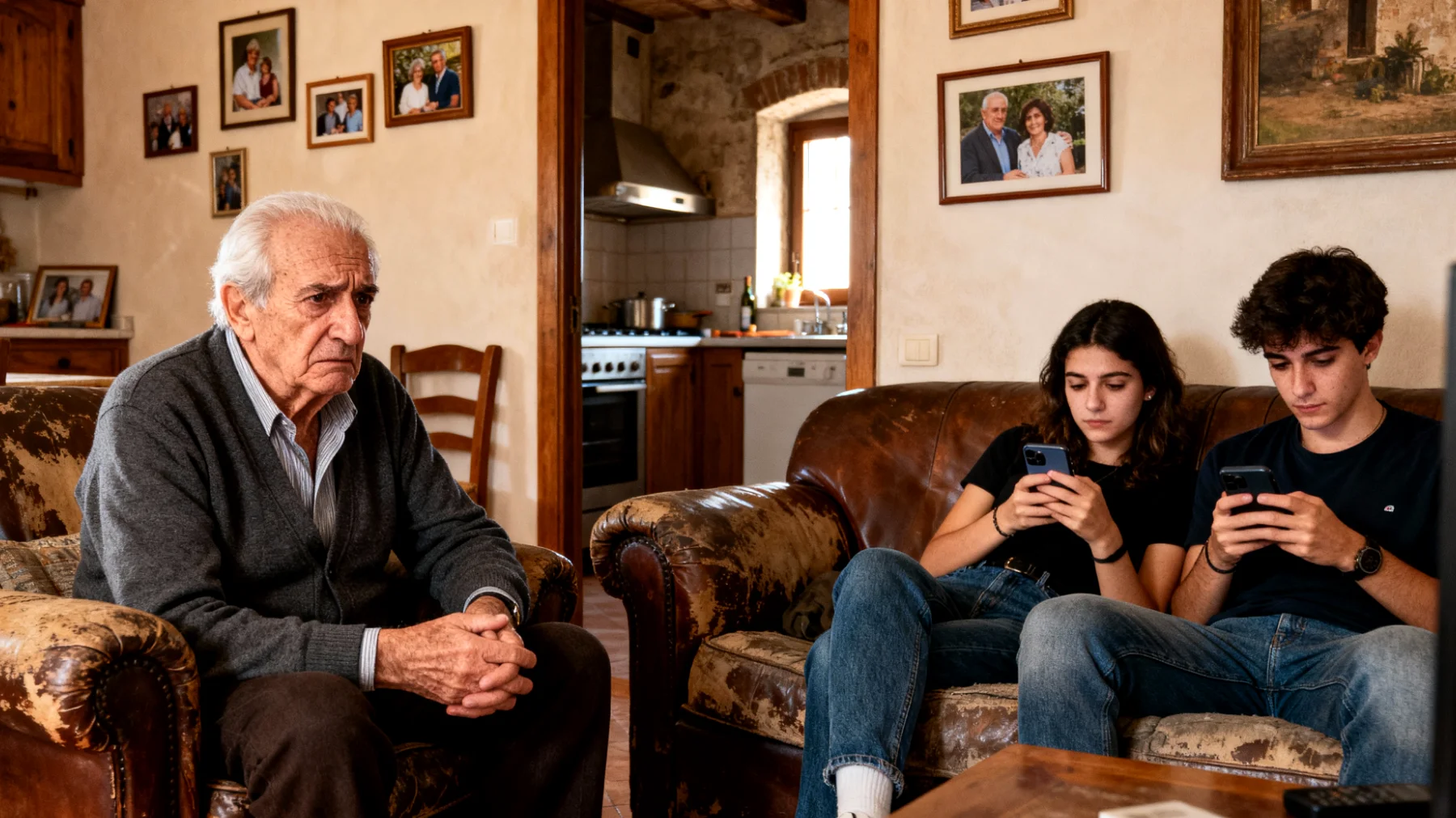 Il nonno si preoccupa per l'uso che i nipoti giovani adulti fanno dei social media, notando comportamenti rischiosi come la condivisione eccessiva di informazioni personali, l'esposizione a contenuti inappropriati o la costruzione di un'immagine online poco autentica. Vorrebbe intervenire ma teme di sembrare invadente o fuori dal tempo."