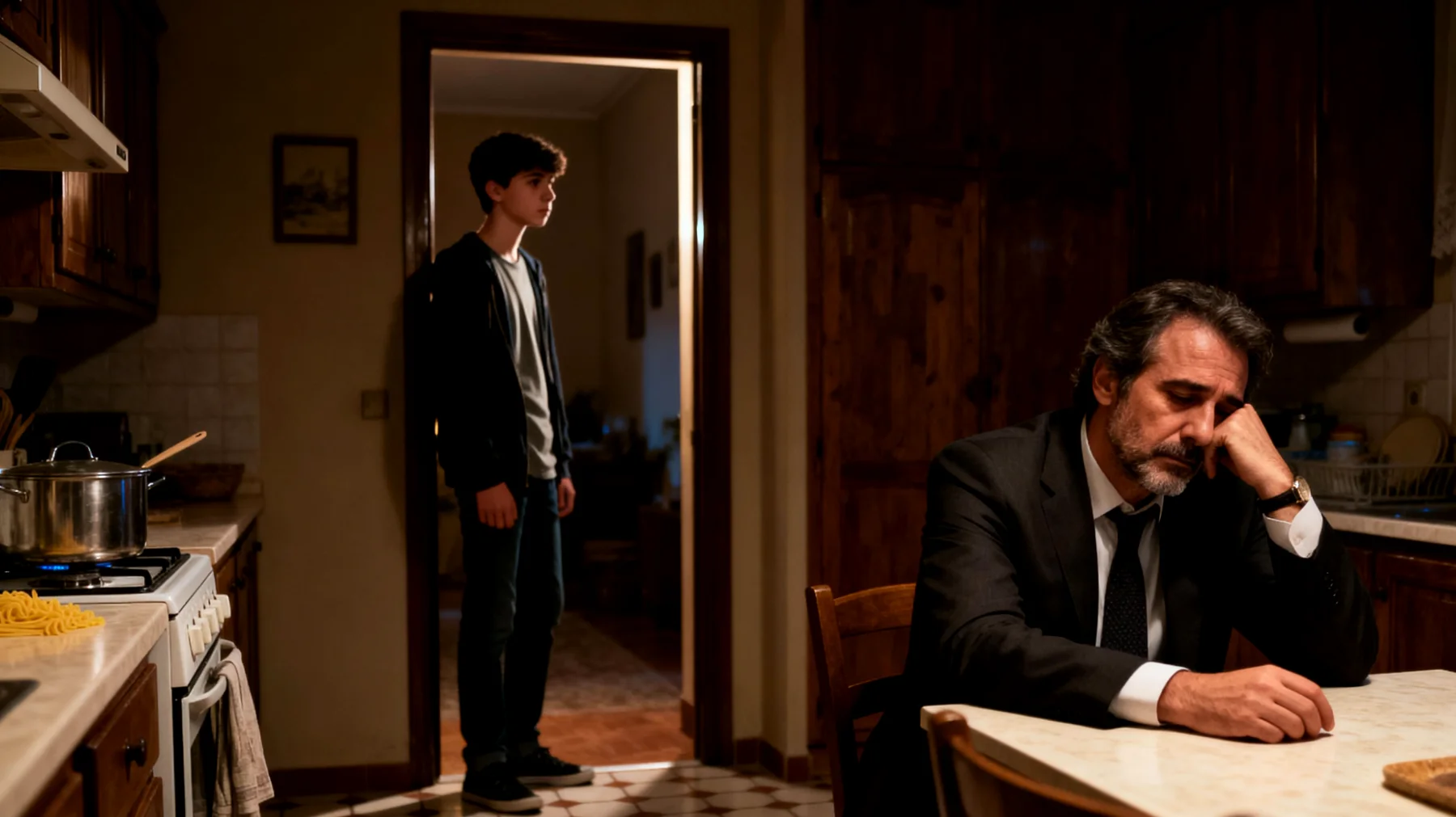 Il papà, impegnato tra lavoro e responsabilità quotidiane, fatica a trovare energie e tempo di qualità per connettersi emotivamente con il figlio adolescente, che percepisce questa distanza come disinteresse e si chiude ulteriormente in se stesso"